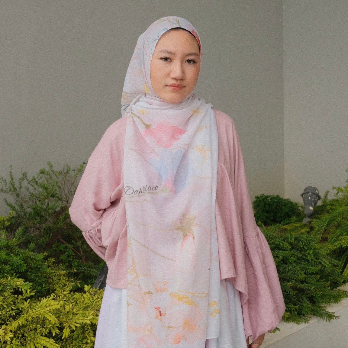 Pink Garden Shawl - Premium Cotton Voile