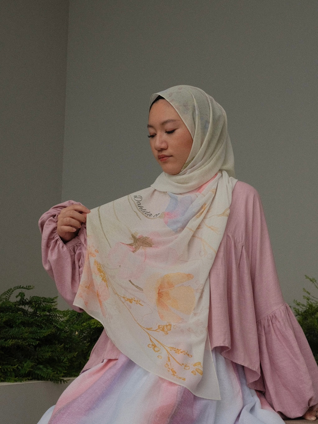 Green Garden Shawl - Premium Pearl Chiffon