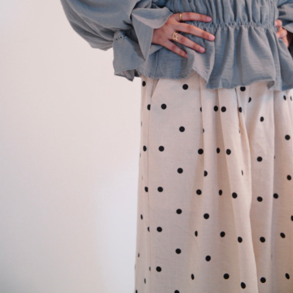 PO Ciara Cream Linen Polka Pants