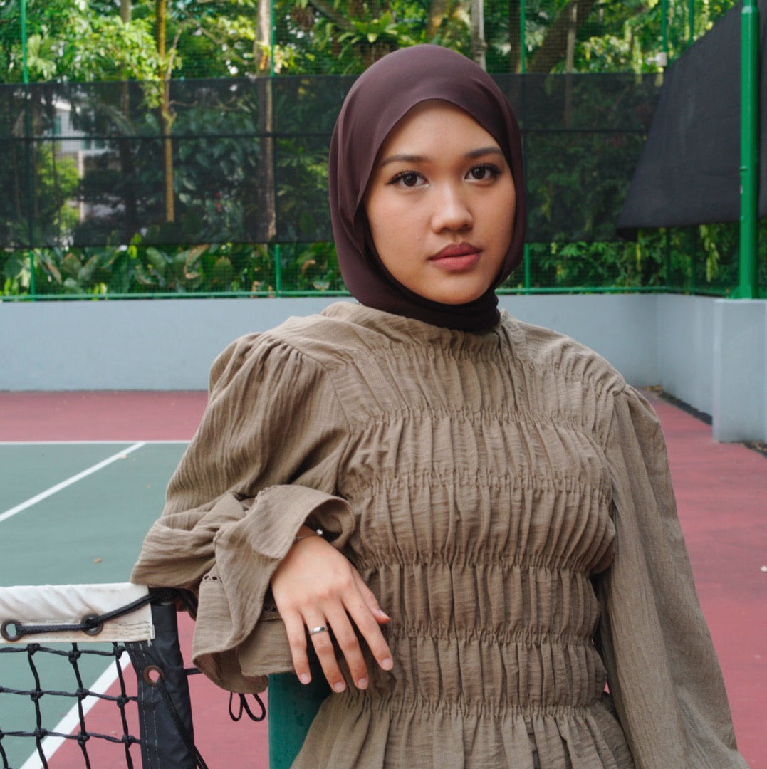 The SHood in Korean Chiffon - Mocha Brown