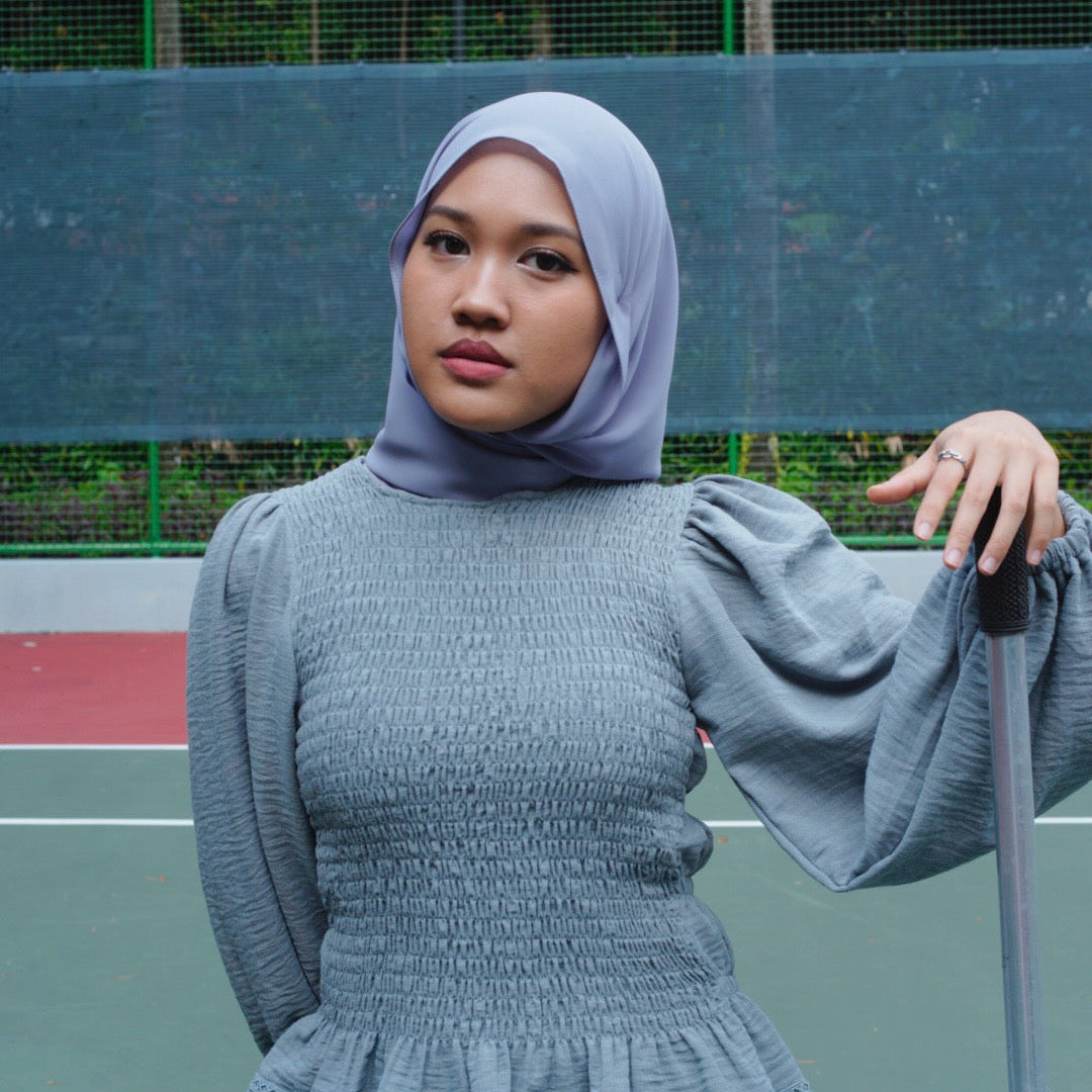 The SHood in Korean Chiffon - Blue Grey