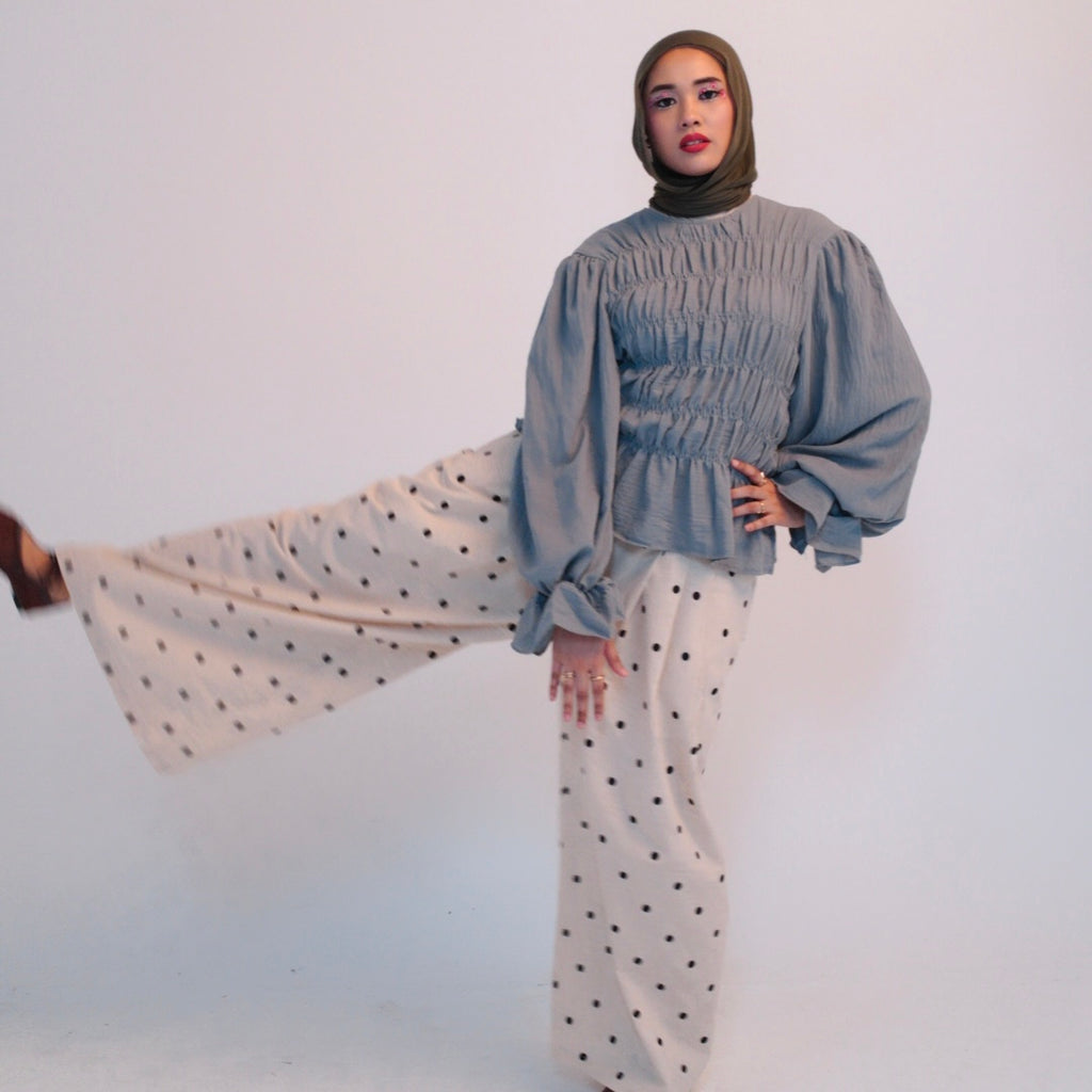 PO Ciara Cream Linen Polka Pants