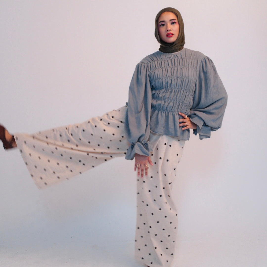 PO Ciara Cream Linen Polka Pants
