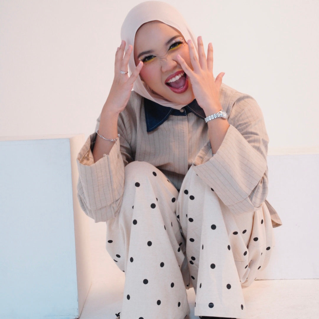 PO Ciara Cream Linen Polka Pants