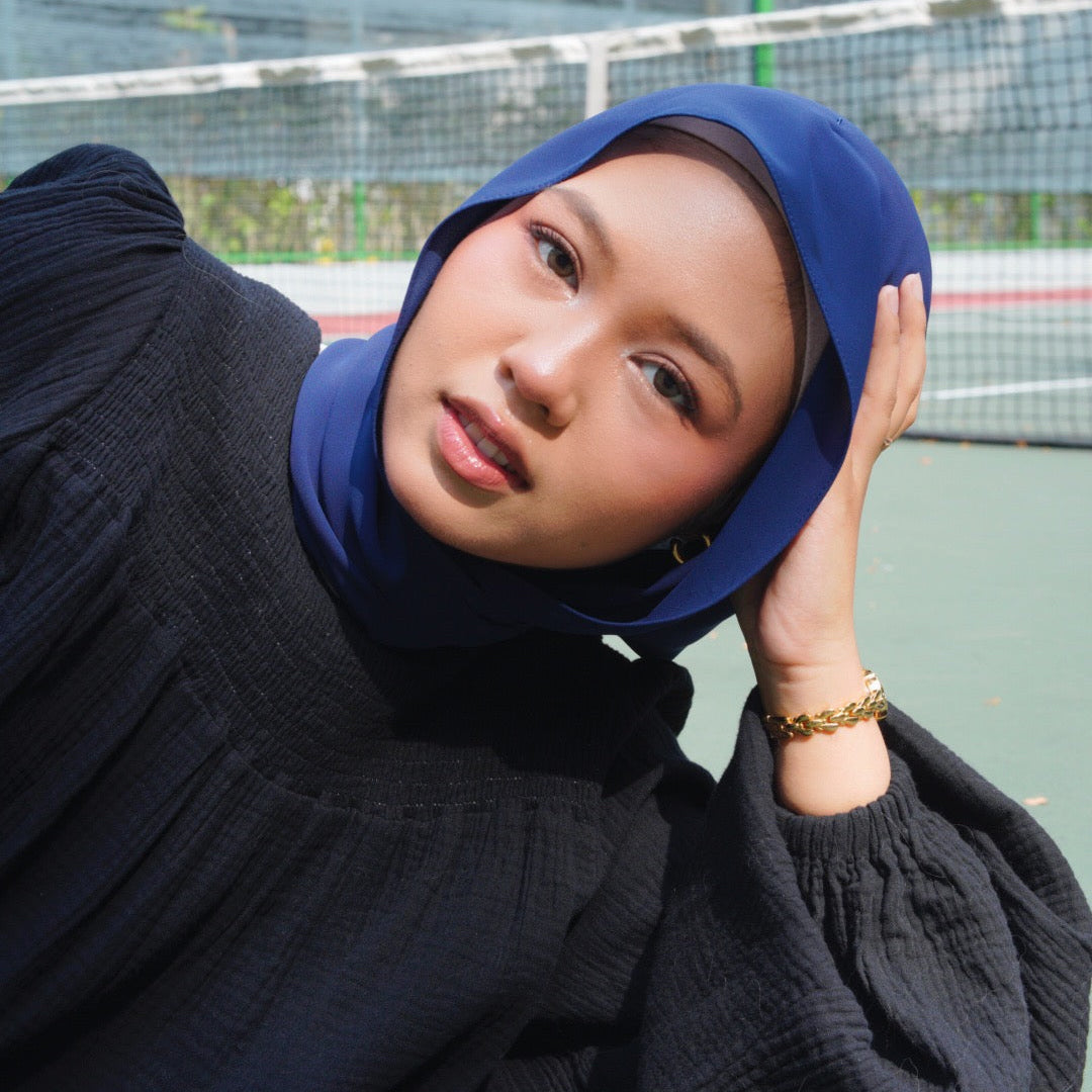The SHood in Korean Chiffon - Navy Blue